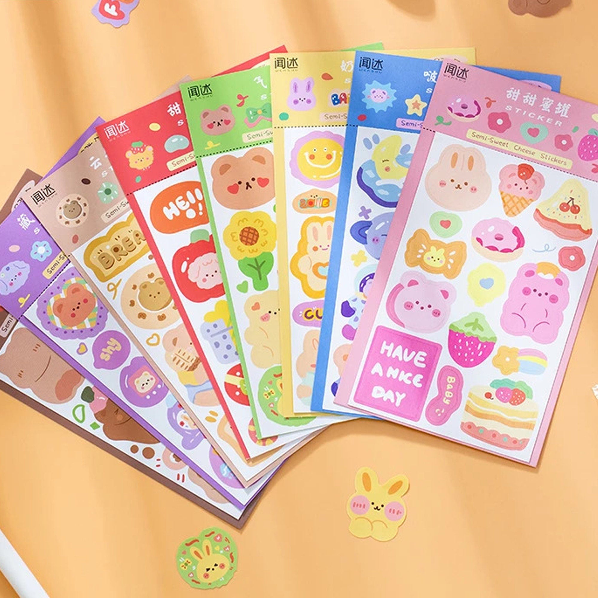 Cute Deco Sticker Sheets, Cute Stickers, 2 Sheets of Stickers, Paper K –  All The Kewt Stickers